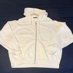Brandy Melville Cream Oversized Zip-Up Sweatshirt